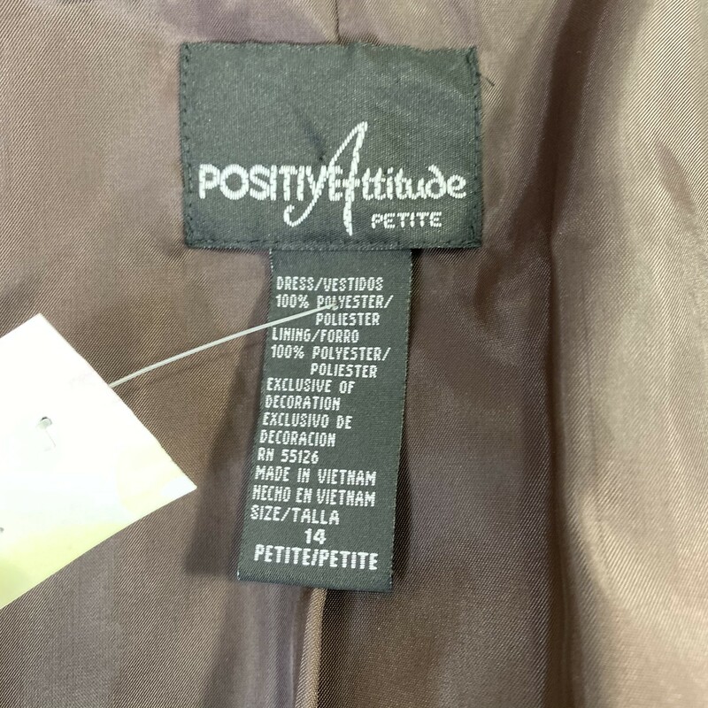 100-244 Positive Attitude, Brown, Size: 14 petite long button up jacket