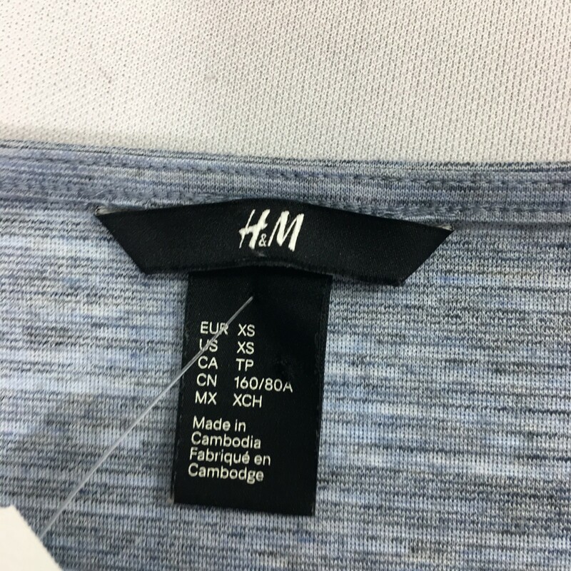 H&M Mid Length Sleeve Str, Blue, Size: XS striped skater dress light blue and grey