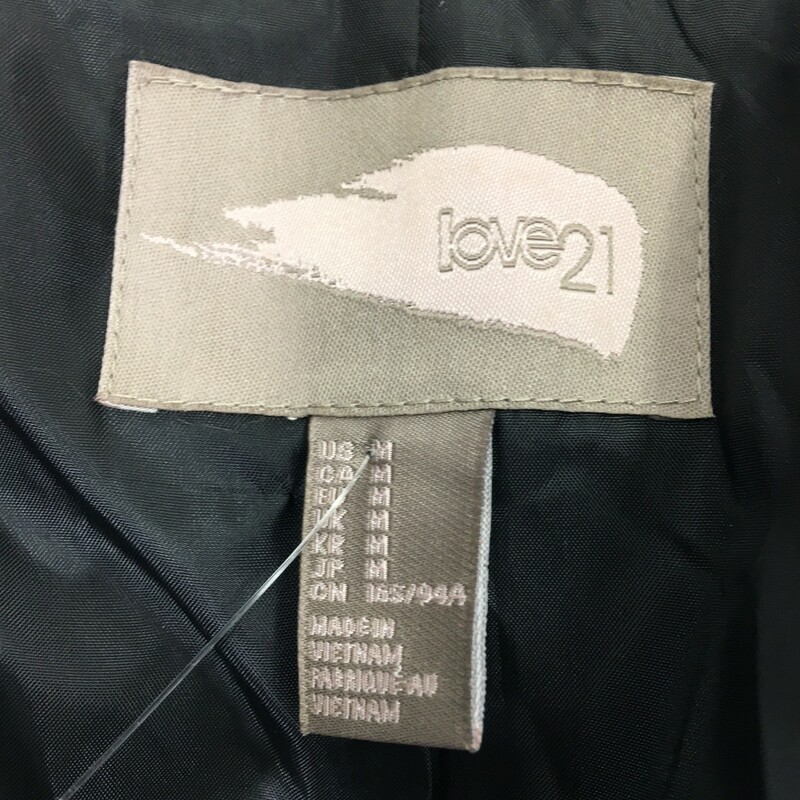 Love21 Plain Black Blazer, Black, Size: Medium silk lined one button blazer