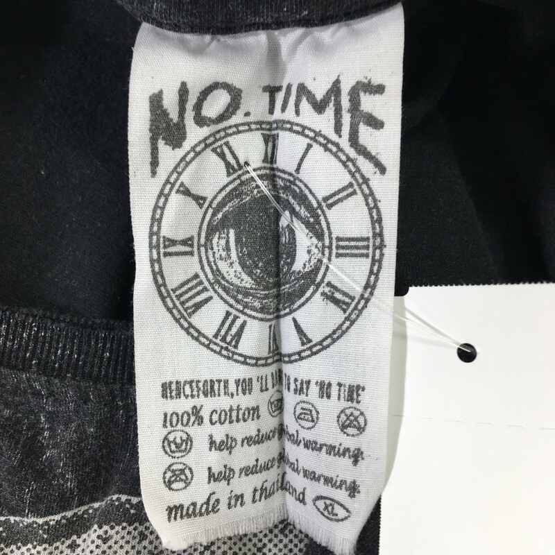 No Time Acid Wash Graphic, Grey, Size: XL 100% cotton
