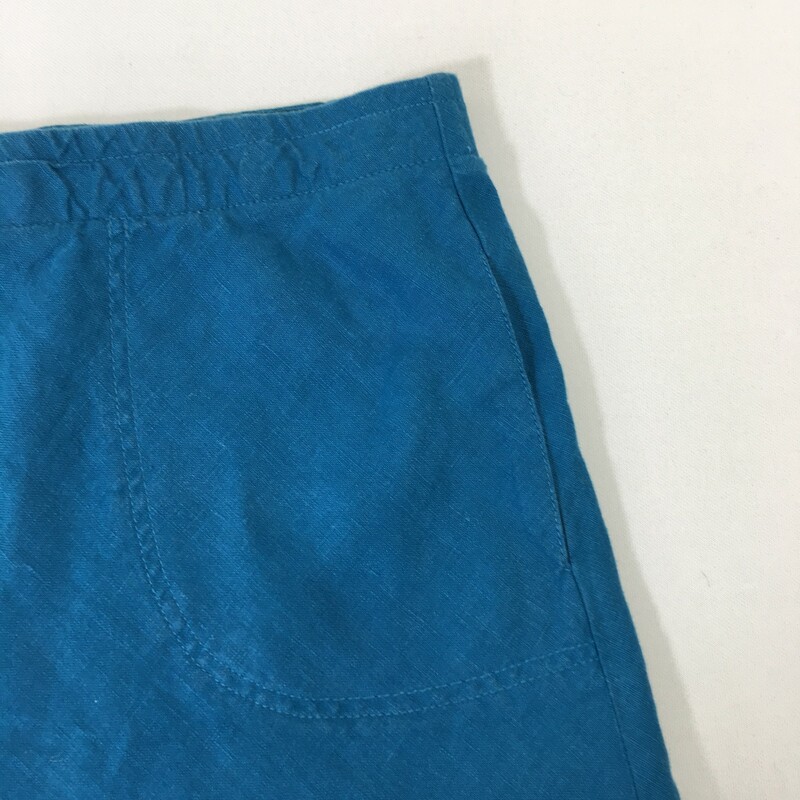 J.Jill Linen Pocket Skirt, Blue, Size: Medium petite