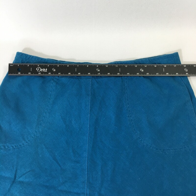 J.Jill Linen Pocket Skirt, Blue, Size: Medium petite