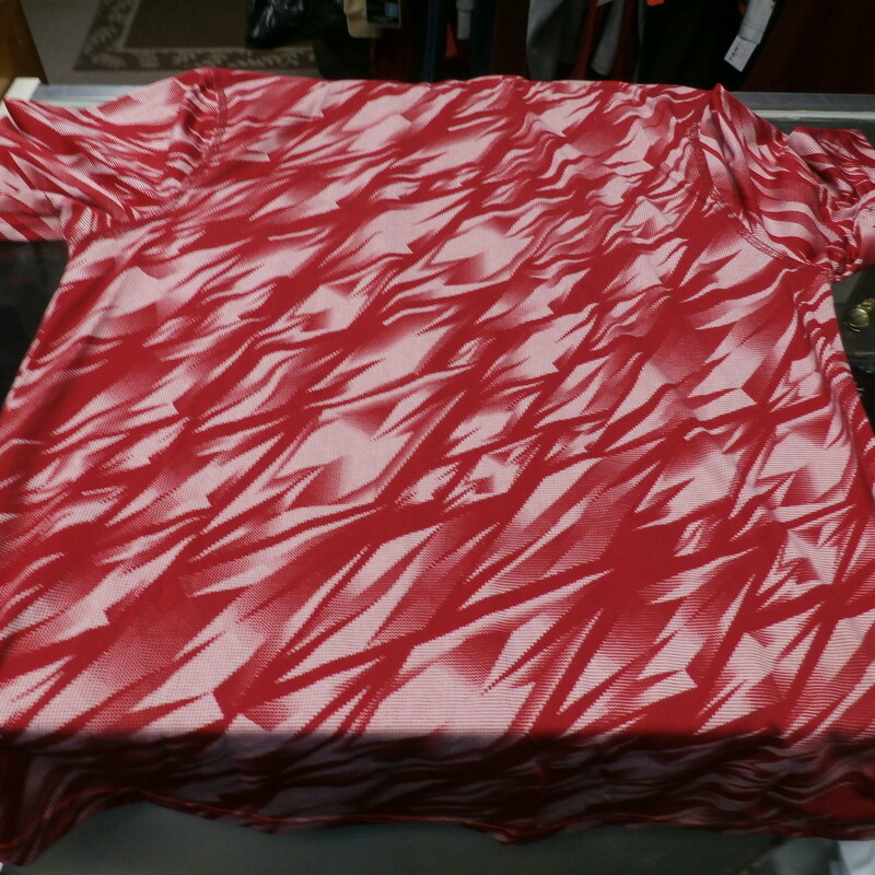 Louisville Cardinals Men's adidas shirt red design size Large polyester #27306<br />
Rating: (see below) 4- Fair Condition<br />
Team: Louisville Cardinals<br />
Player: Team<br />
Brand: adidas<br />
Size: Men's Large- (Measured Flat: Across chest 21\"; Length 29\")<br />
Measured Flat: underarm to underarm; top of shoulder to bottom hem<br />
Color: red<br />
Style: short sleeve; screen pressed; \"AlL IN all the time\"<br />
Material: 100% polyester<br />
Condition: 4- Fair Condition - wrinkled; noticeable yellow discoloration stains in the fabric that blends in well with the design; pilling and fuzz; logo is worn and faded; player numbers are written on the tags of all these shirts; the neck tag area on all these shirts are fraying and balling up; if you buy one we will pick the next one and ship it; all have similar flaws;<br />
Item #: 27303; 27304; 27305; 27306; 27307<br />
Shipping: FREE