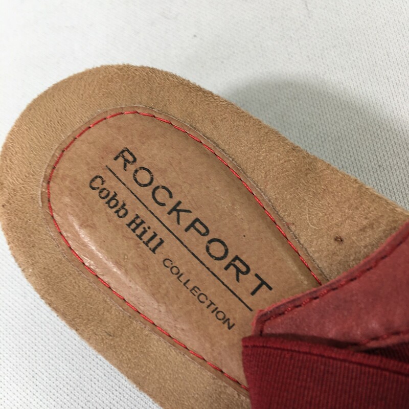 100-883 Rockport, Red, Size: 6 red sandals with short wedges and designs n/a  good