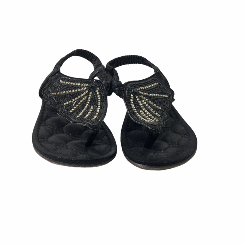 120-104 Love Gem Sandals, Black, Size: 6