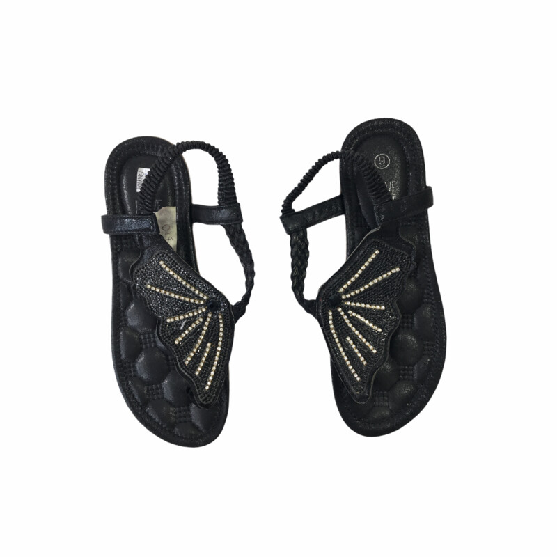 120-104 Love Gem Sandals, Black, Size: 6