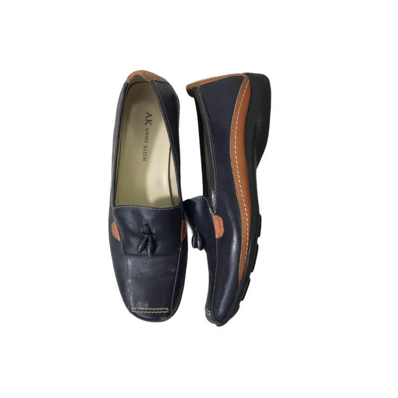 100-243 Anne Klein, Blue, Size: 8 navy blue and tan slip ons