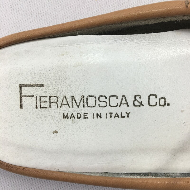 100-881 Fieramosca & Co., White, Size: 7.5 wgite and tan tie up slides n/a  good