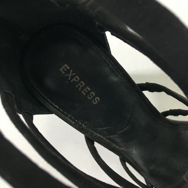 105-003 Express, Black, Size: 8 Black Strappy Heels    Good