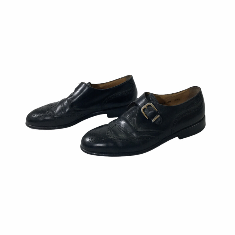 100-931 Magli, Black, Size: 43.5 black dress shoes with gold buckle and detailing leather  good