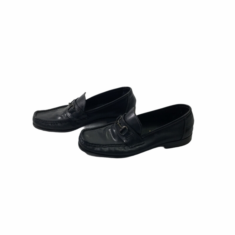 100-927 Footmaster, Black, Size: 43 mens dress shoes with buckle detail on the front leather  okay
