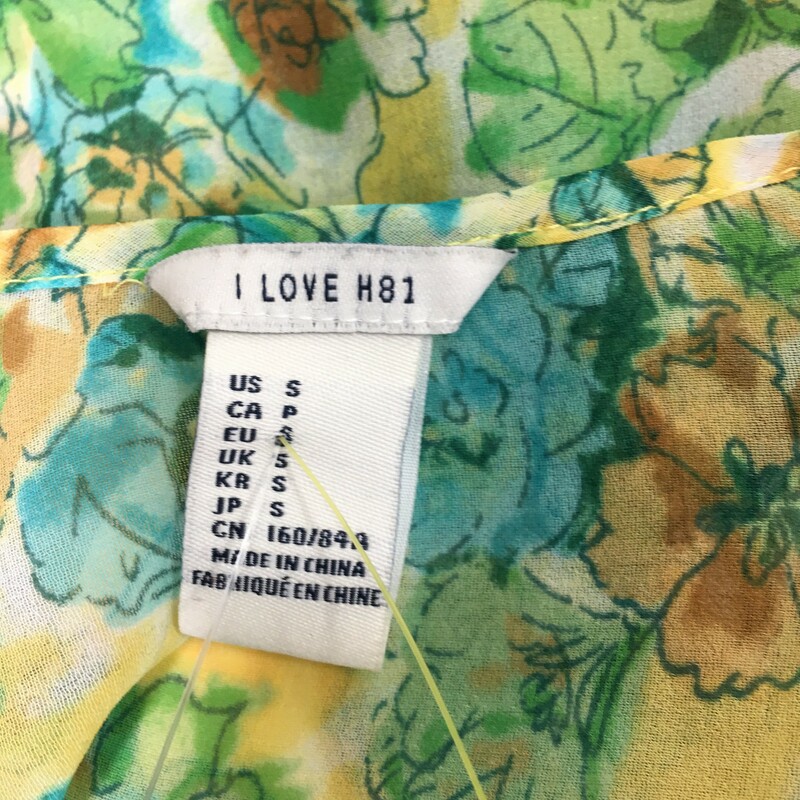 102-028 I Love H81, Multicol, Size: Small flower patterned Spaghetti Strap Shirt 100% Polyester