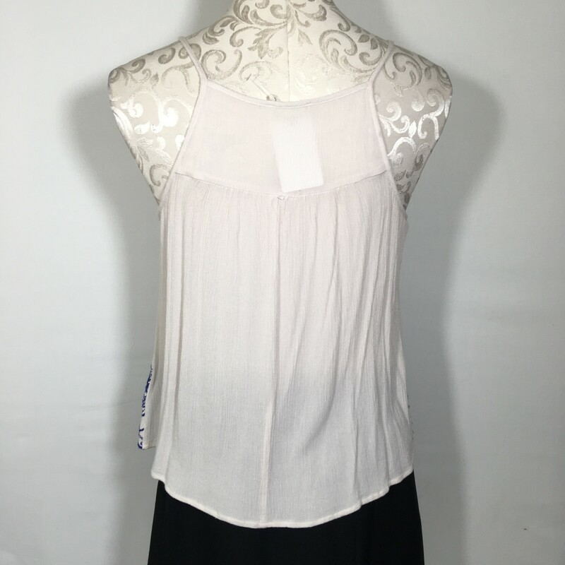 105-281 Chloe& Katie, White, Size: Small white tank top with blue flowers at bottom 100% rayon  good