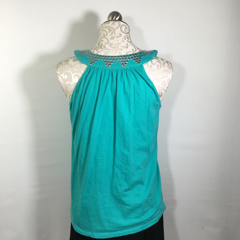 103-032 Pink, Teal, Size: Medium Teal Tank Top With Silver Details 100% Cotton  Good
