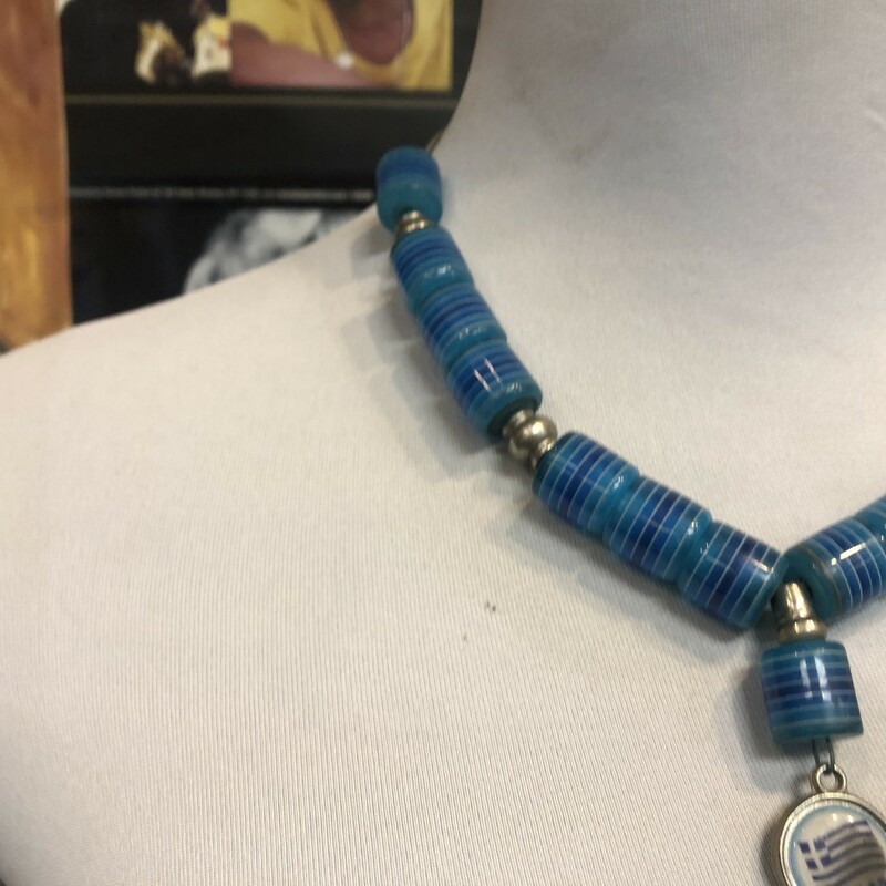Blue glass beaded handmade necklace