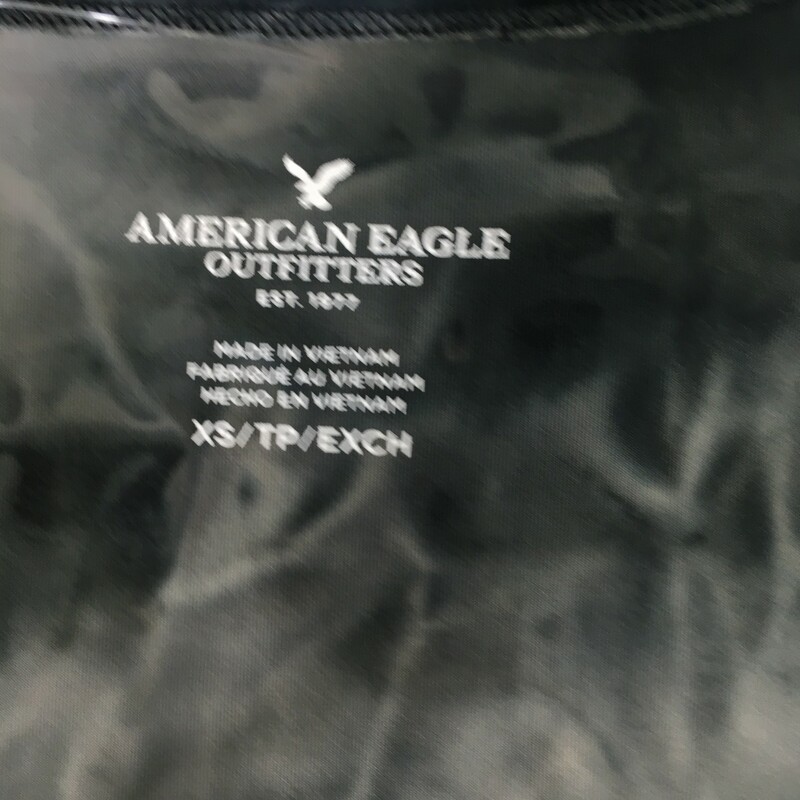 102-115 American Eagle, White/bl, Size: Xs velvet short sleeve shirt -