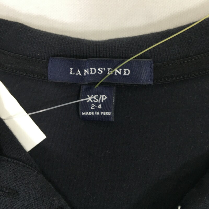 102-069 Land's End, Black, Size: Xs Black Polo Shirt -