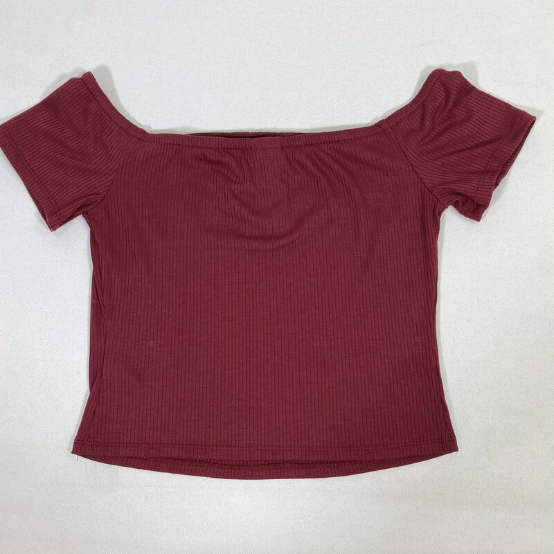 100-594 Mossimo Supply Co, Burgundy, Size: Small Burgundy short sleeve off the shoulder shirt polyesther/rayon/spandex