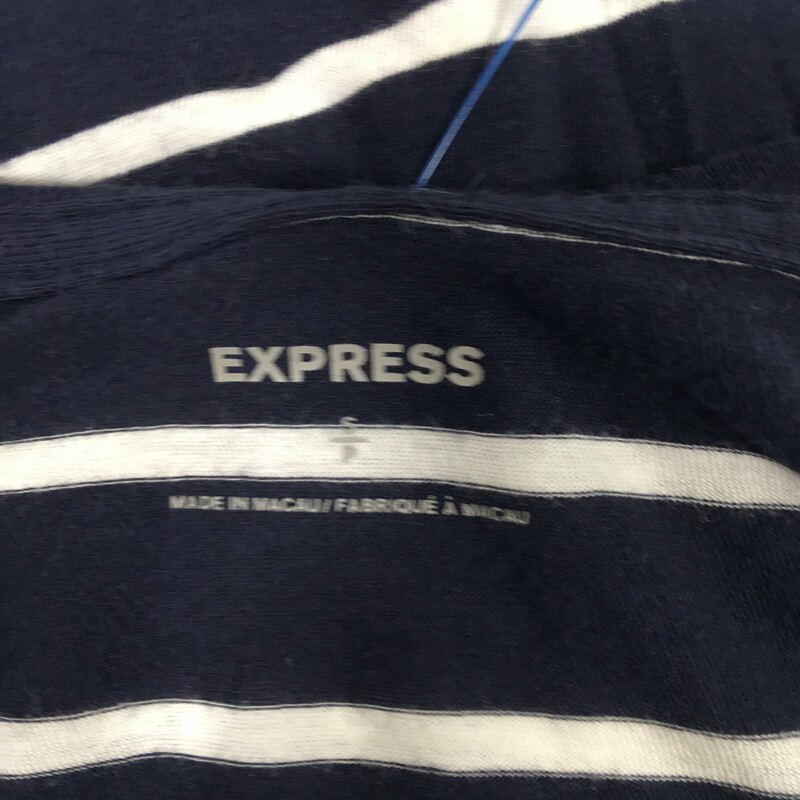 105-041 Express, Stripes , Size: Small blue w/ white striped short sleeve shirt 60% Cotton  40 % Modal