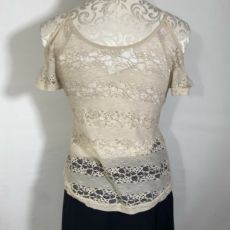 100-522 Kirra, White, Size: XS white lace off the shoulder shirt nylon/spandex