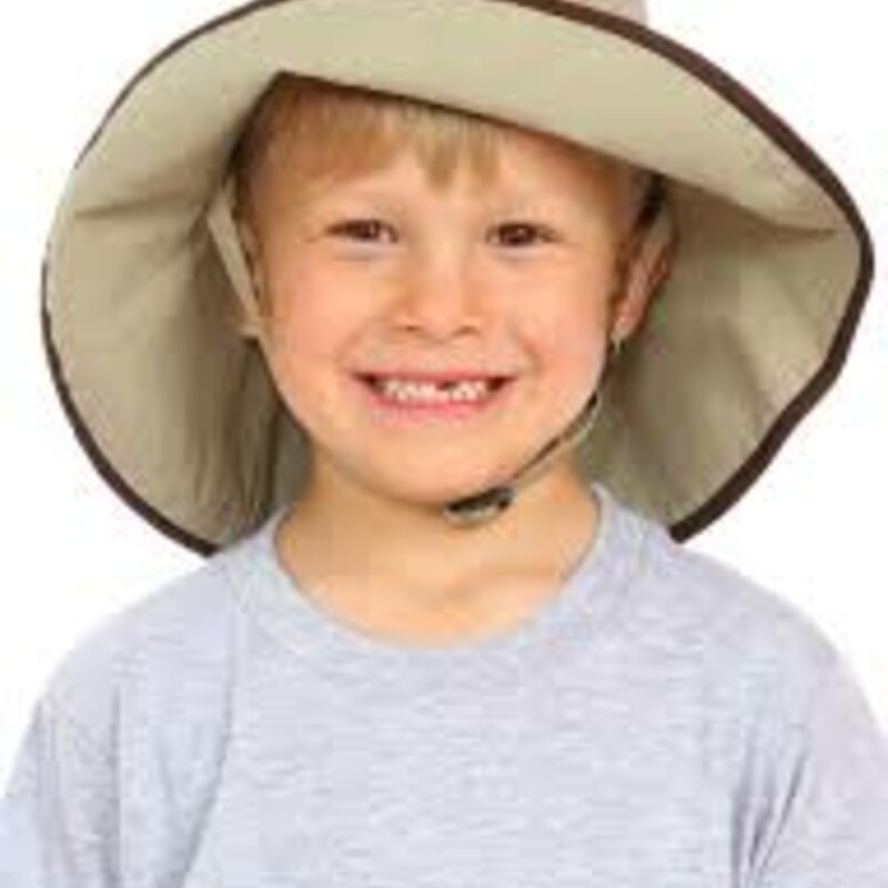 SPF 50+ Adjustable SunHat, Tan, Size: 0-2Y<br />
NEW!<br />
Lightweight - our single layer design makes this hat breathable<br />
Our Widest Brim - your child will have complete coverage under this brim<br />
Break-Away Chinstrap - means this hat stays on with safety<br />
Back toggle - elastic travels around the entire circumference of the hat, which adjusts with a toggle for a custom fit and years of wear.<br />
100% Nylon with UPF 50+ - meaning it blocks 97% of the suns harmful UV rays<br />
Quick Dry - they’re dry in minutes and crushable for easy packing<br />
Machine Washable - durable and easy to love<br />
Made In Canada