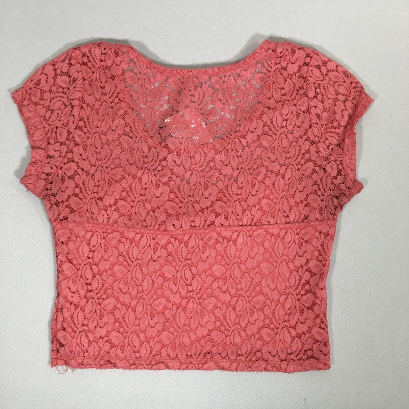 125-027 Ambiance Apparel, Pink, Size: Large short sleeve bright pink lace shirt 90% nylon 10% spandex  good