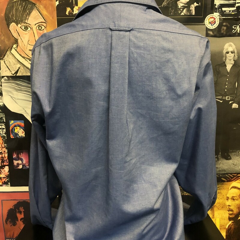 Lands End blue men's long sleeve button up shirt size 16.5