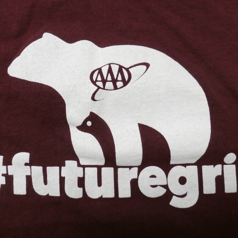 Montana Grizzlies #futuregriz YOUTH shirt maroon size 3 cotton #30177<br />
Rating: (see below) 3- Good Condition<br />
Team: Montana Grizzlies<br />
Player: n/a<br />
Brand: LAT Apparel<br />
Size: YOUTH 3- (Measured Flat: Across chest 12\"; Length 14\")<br />
Measured Flat: underarm to underarm; top of shoulder to bottom hem<br />
Color: maroon<br />
Style: short sleeve; screen printed<br />
Material: 100% cotton<br />
Condition: 3- Good Condition: minor wear from use; minor pilling and fuzz (see photos)<br />
Item #: 30177<br />
Shipping: FREE