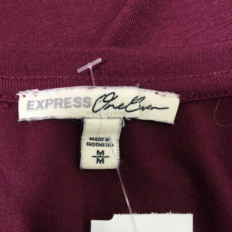 Express Mid Sleeve V Neck, Maroon, Size: Medium