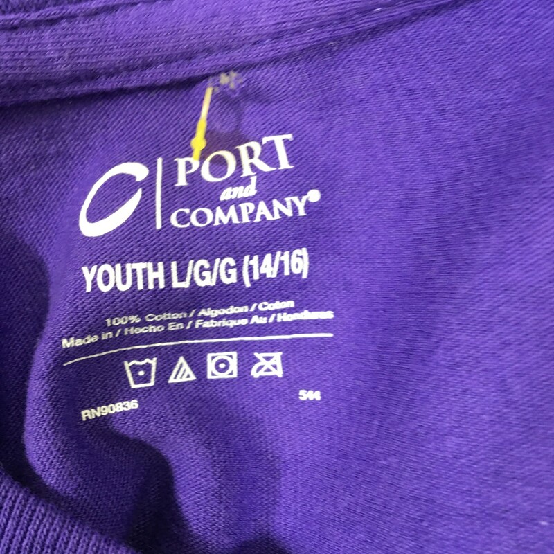 102-142 Port And Company, Purple, Size: Large Purple short sleeve t-shirt w/logo 100% Cotton