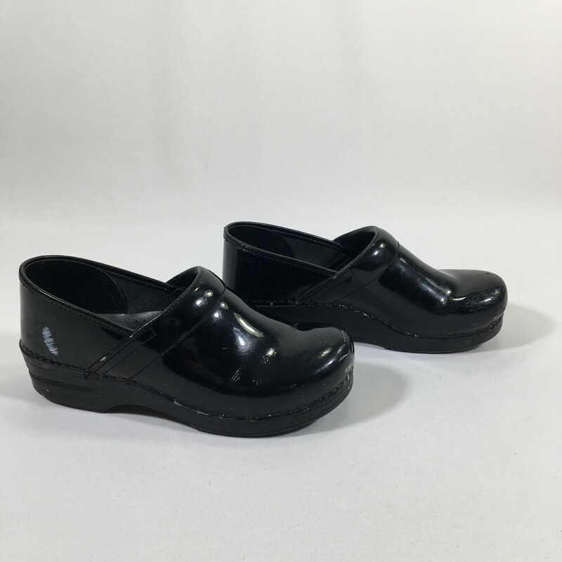 Dansko Shiny Heeled Clogs, Black, Size: 8