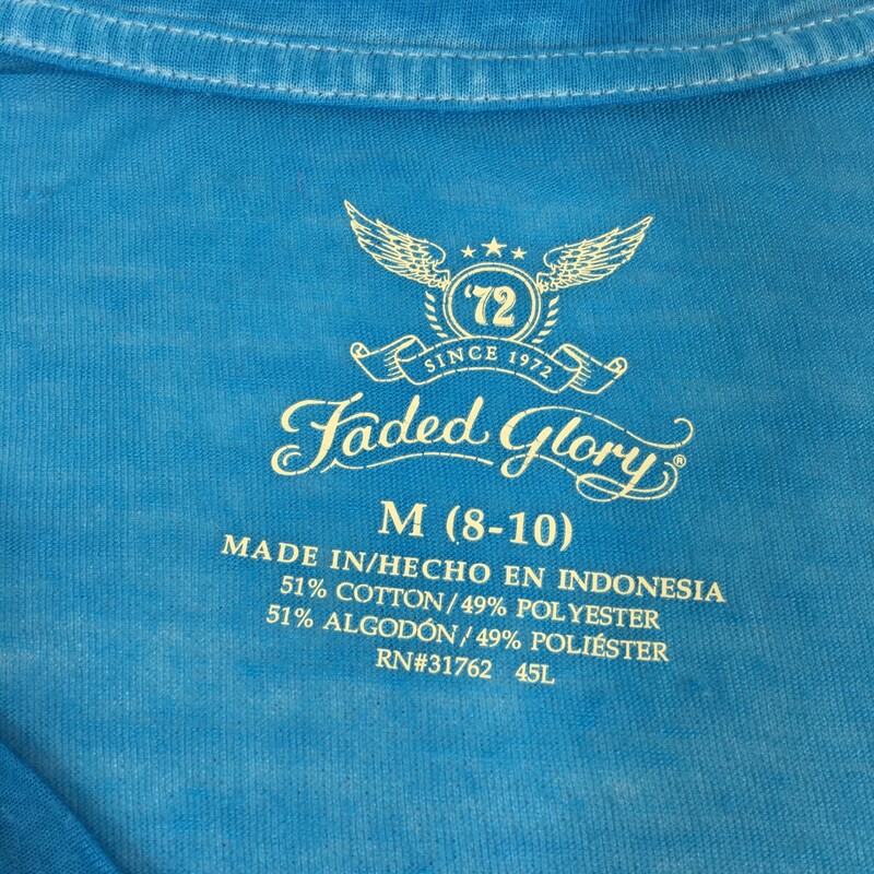 100-689 Faded Glory, None, Size: Medium Blue short sleeve t-shirt