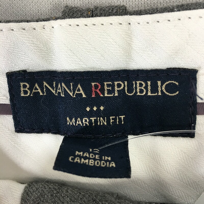 Banana Republic Martin Fi, Grey, Size: 12 striped cuffed work pants
