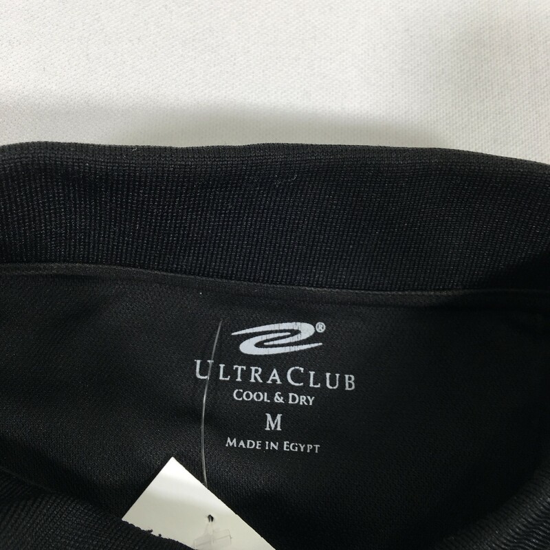 125-078 Ultraclub, Black, Size: Medium black polo shirt with crave written on it 100% polyester  good