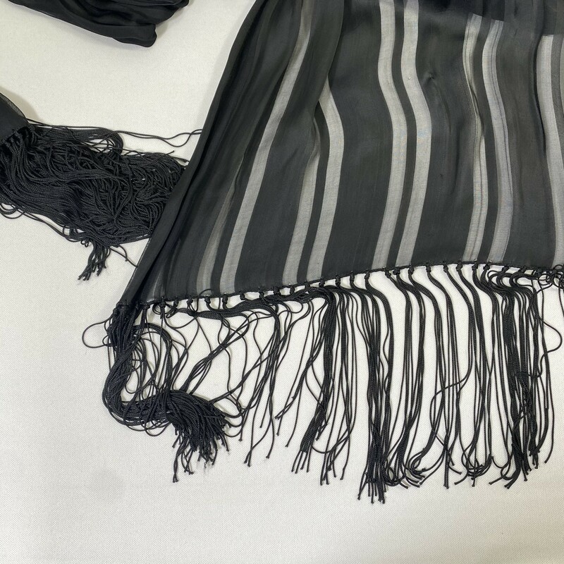 Jones New York Striped, Black, Size: Scarves tassles on sides