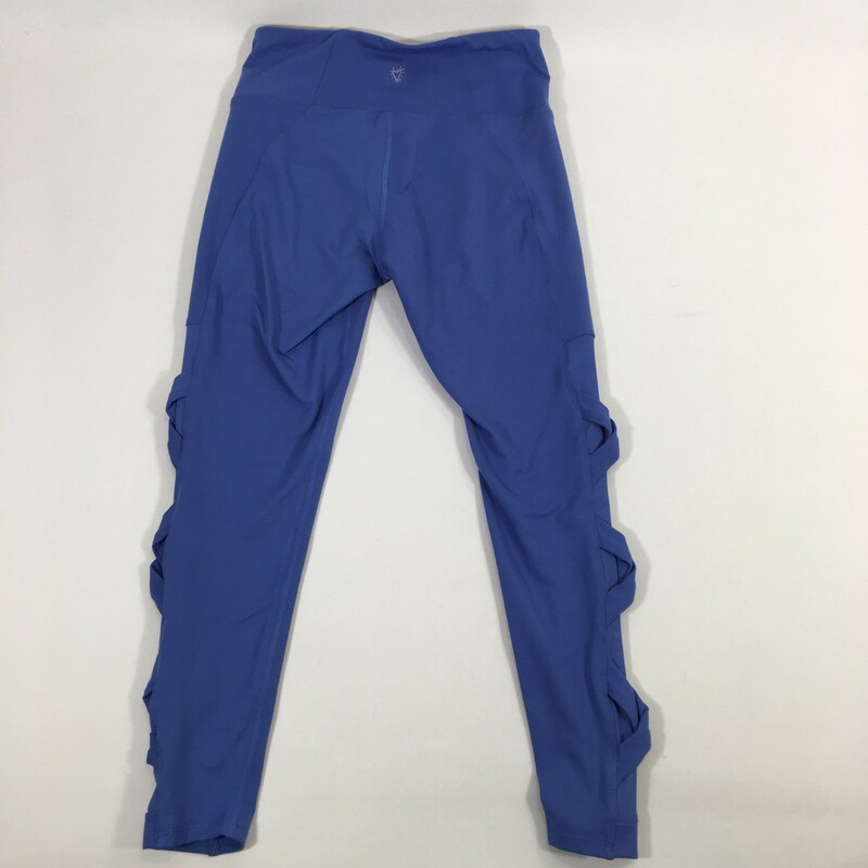 100-816 Betsey Johnson Per, Blue, Size: Small<br />
blue leggings with mesh and ties on the side 83% polyester 17% spandex  good