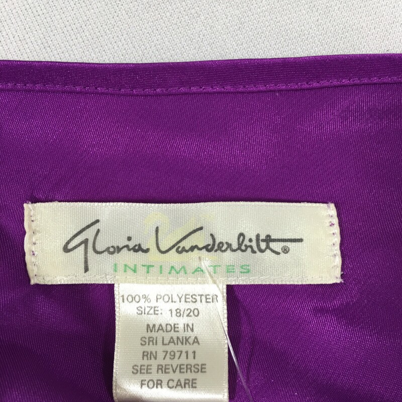 Gloria Vanderbilt Silk Sl, Purple, Size: 18