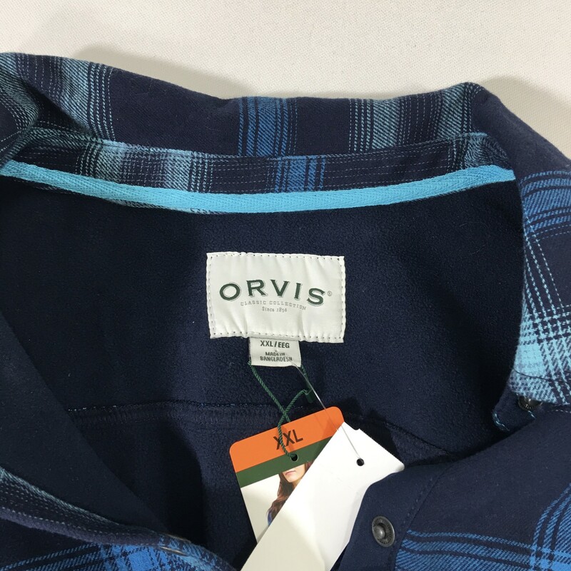 Orvis Fleece Lined Flanne, Blue, Size: Xxl