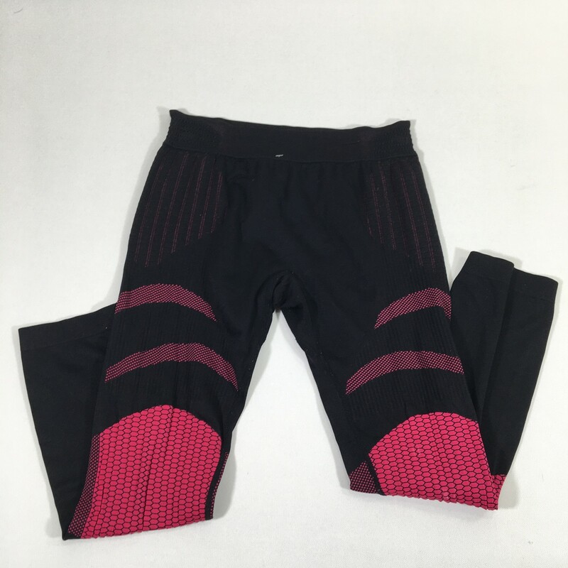 120-254 Crivit Sports, Black/pi, Size: Medium black and pink capri leggings elastane/polyamide/polyesther