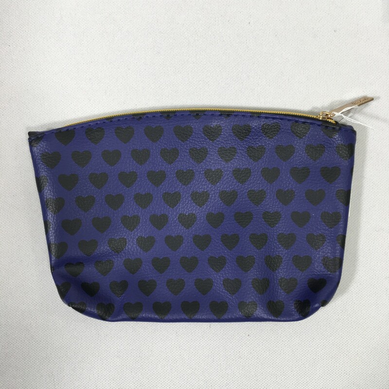 100-268 Heart Leather Bag, Blue, Size: Makeup Bag
