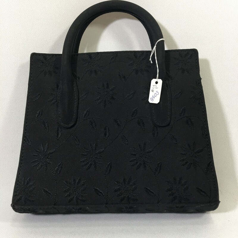 116-091 Nine West Floral Embroidered Black, Size: Mini Bags  8.25\" W x 7\" H