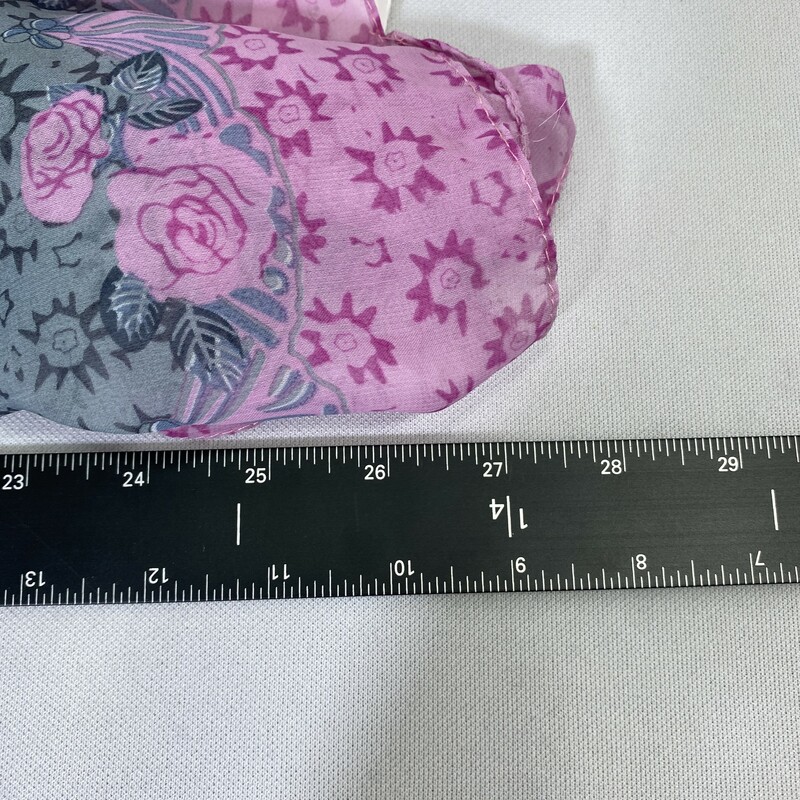 120-162 Sheer Scarf, Grey, Size: Scarves grey scarf w/pink flowers