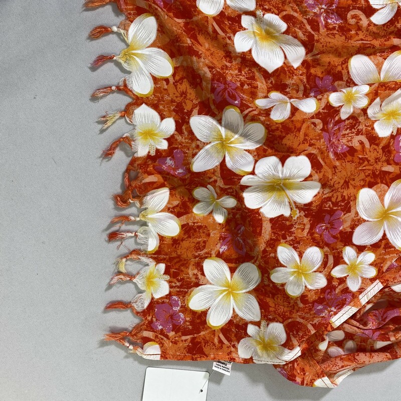 107-105 Hibiscus Collecti, Orange, Size: Scarves Orange scarf w/ flower print 100% rayon