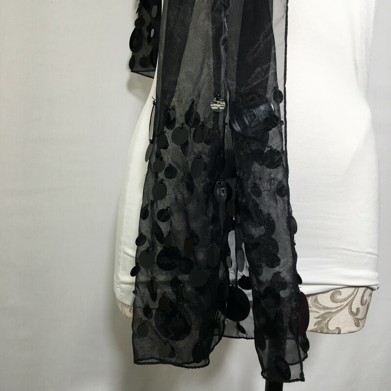 Worthington Sequin Scarf, Black, Size: Scarves 100% nylon