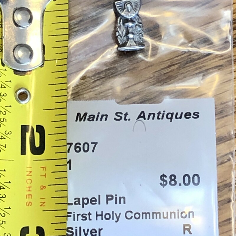 Vintage c. 1950s First Holy Communion lapel pin. It's a tiny .75in Silver Tone from Italy.<br />
Will ship in a padded envelope for free