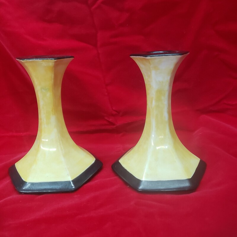 Limoge France Signed, Yellow, Size: Pair 5
