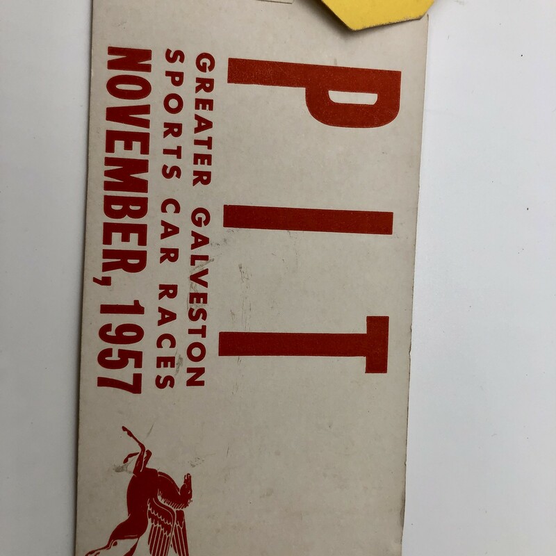 Really cool and rare car racing memorabilia grouping from 1957/58 including a 1957 Galveston, Texas Sports Car Races Infield and pit passes; and 1958 Del Mar pit & driver passes.
