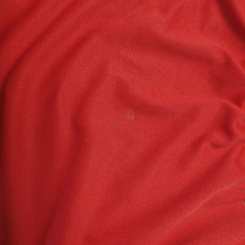 Russell red athletic shorts size Large 100% polyester #29133<br />
Rating: (see below) 4- Fair Condition<br />
Team: n/a<br />
Player: n/a<br />
Brand: Russell<br />
Size: Men's Large- (Measured Flat: Across waist 18\"; Length 20\" inseam 8\")<br />
Color: red<br />
Style: elastic waistband with drawstring; pockets<br />
Material: 100% polyester<br />
Condition: 4- Fair Condition: loose threads on waistband; numerous stains; minor wear (see photos)<br />
Item #: 29133<br />
Shipping:FREE