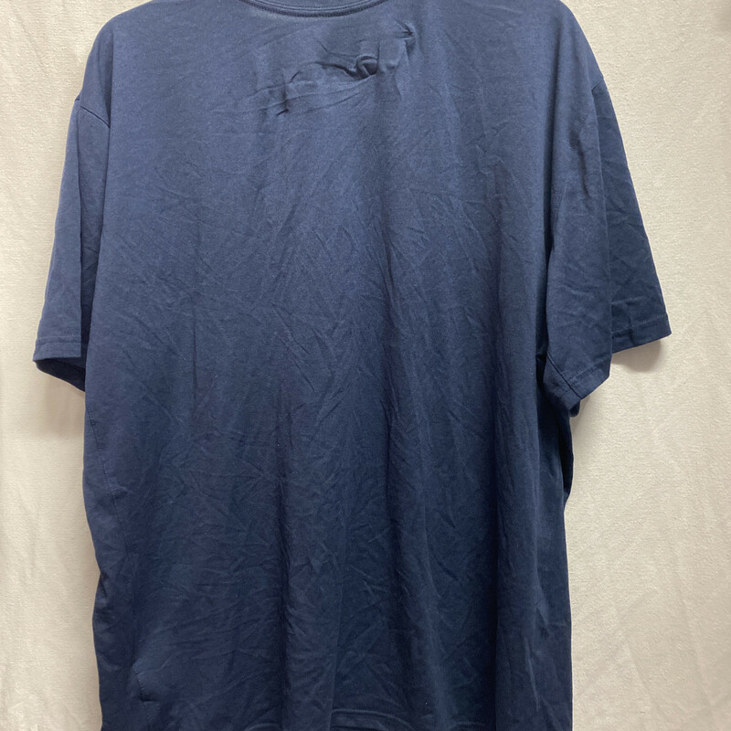 Used condition- wrinkled; faded; discoloring; previous player sticker at tag area was removed and left a mark<br />
Blue- size 2XL