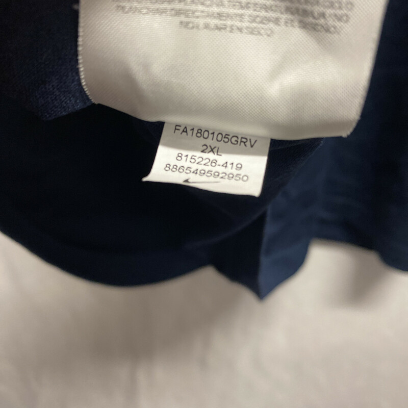 Used condition- wrinkled; faded; discoloring; previous player sticker at tag area was removed and left a mark<br />
Blue- size 2XL